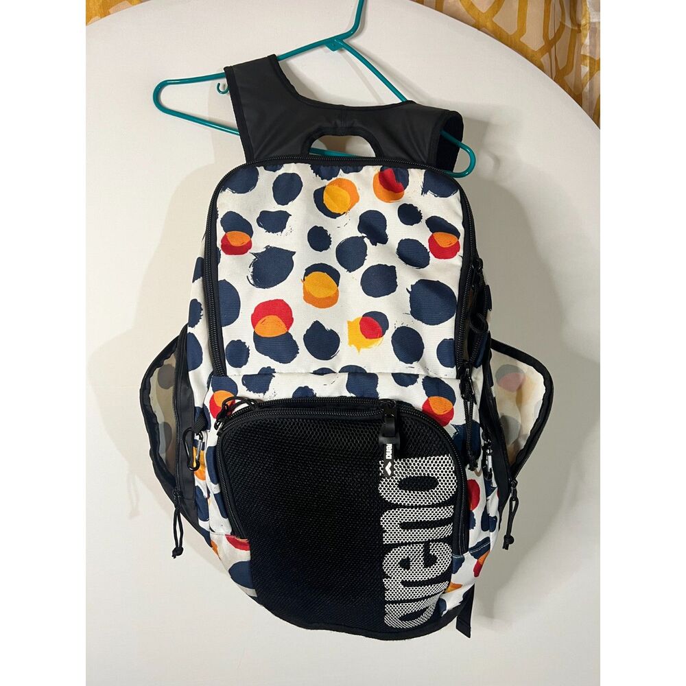 Arena Team Backpack 45L Allover Polka Dot Swim Training Large Waterproof